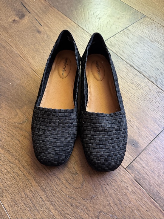comfortview Shoes - Comfortview Women’s 8.5M Black Woven Stretch Slip-On Flats Comfort Shoes